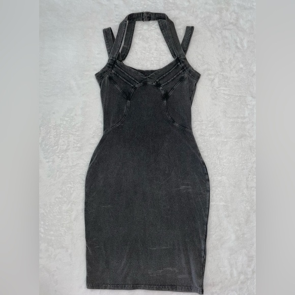 NWOT ASOS Mini Dress Grey Gray S/M Stretchy Tight Bodycon Sexy Hot Flattering​ - Picture 2 of 7